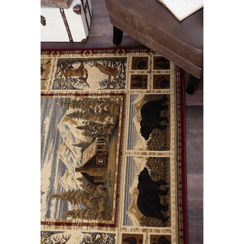 Natural Lodge Novelty Graphic Indoor Area Rug