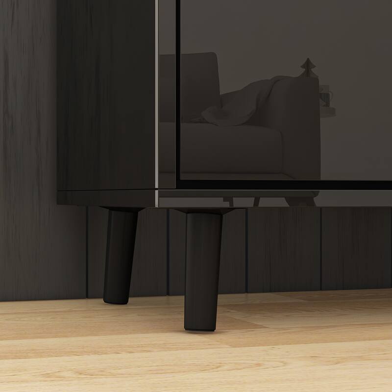 High-Gloss Electric Fireplace TV Stand LED Color ModesRemote Control