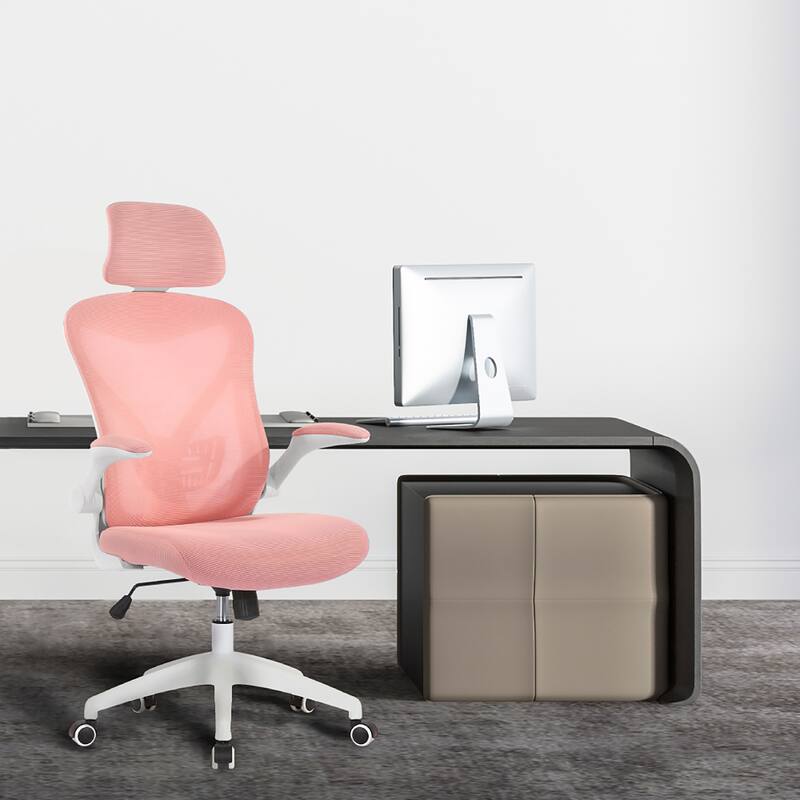 Porthos Home Raif Office Chair, Mesh Back, Central Tilt, Flip-up Armrests