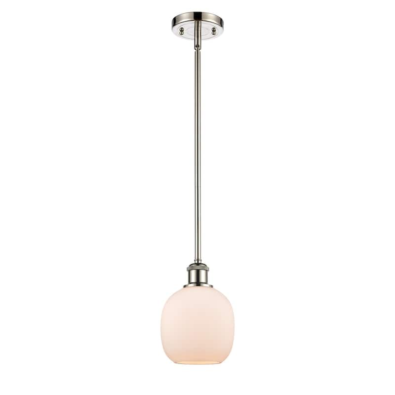 Innovations Lighting Belfast 6" Wide Mini Pendant - Polished Nickel / Matte White