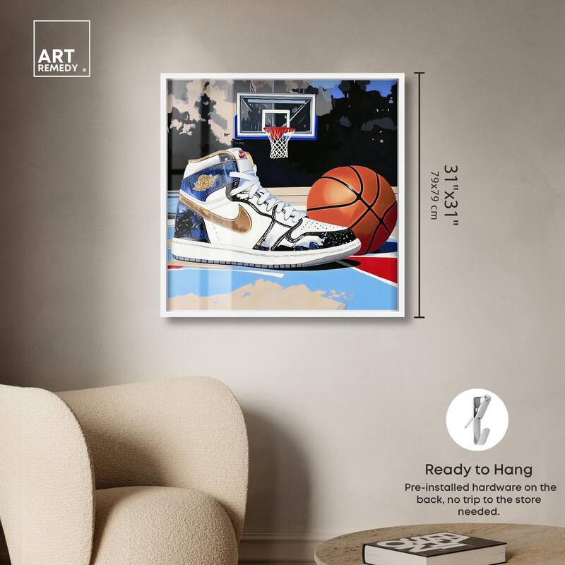 Basketball Court Blues Shadowbox by Art Remedy