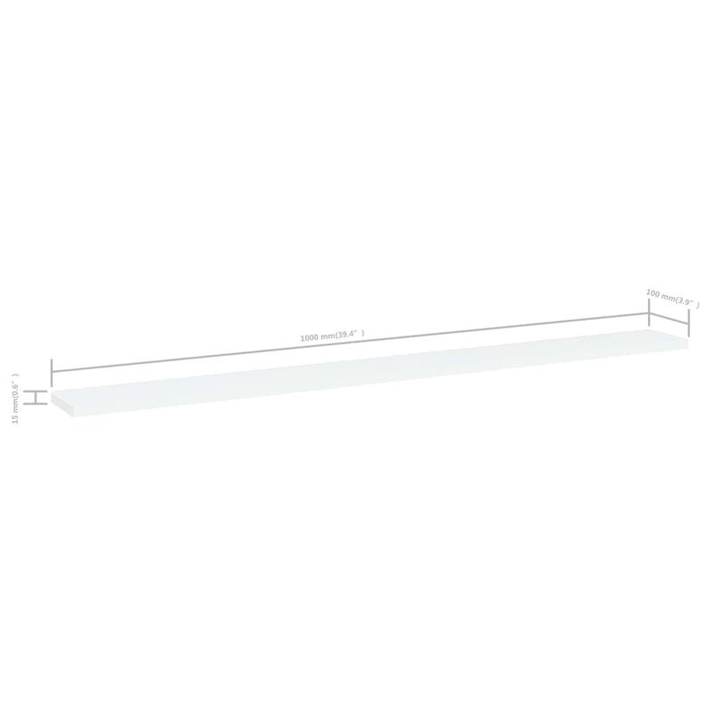 vidaXL Bookshelf Boards 4 pcs White 39.4"x3.9"x0.6" Chipboard