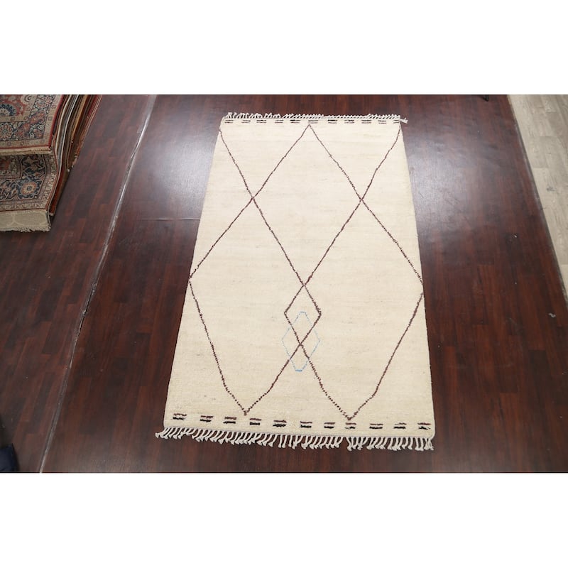 Vegetable Dye Oriental Moroccan Berber Area Rug Wool Hand-knotted - 5'9" x 9'5"