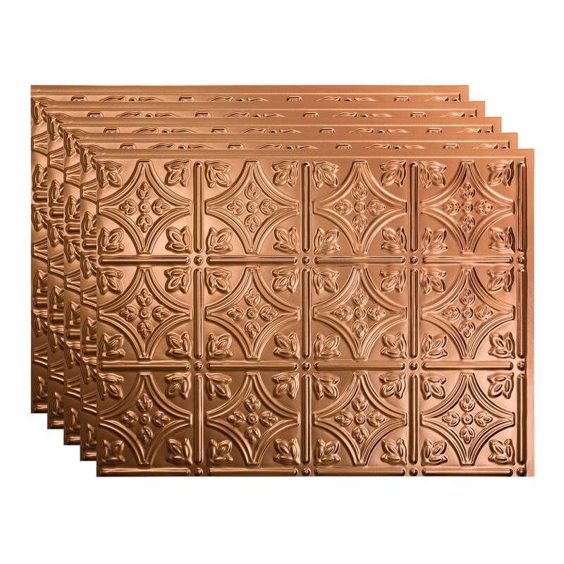 FASÄDE Traditional Style 1 Decorative Vinyl Backsplash Panel - 5 Pack - Polished Copper