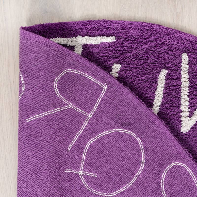 Nuloom Alphabet SpinClean Washable Round Rug