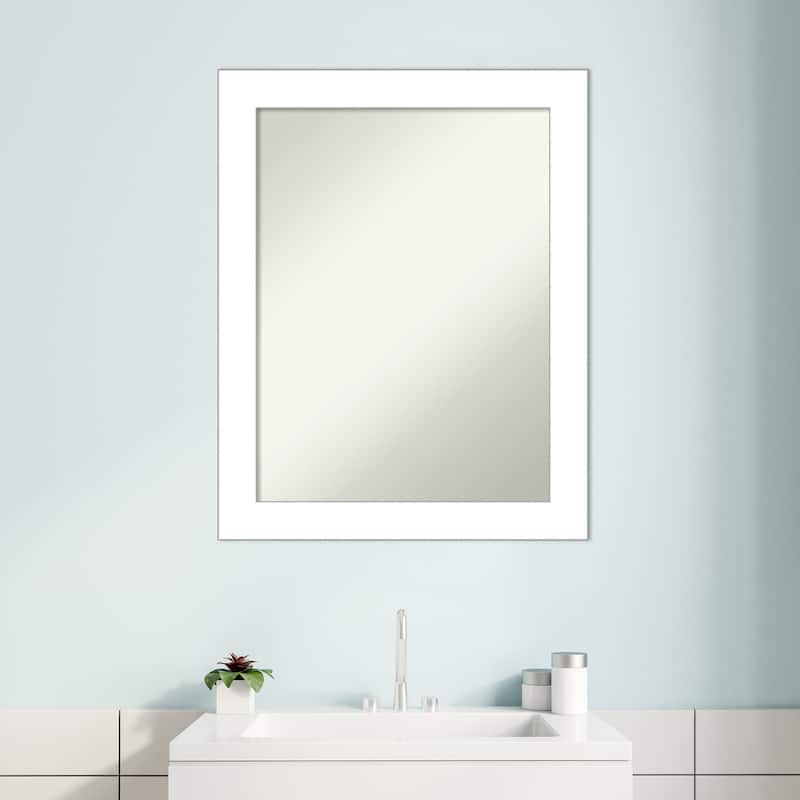 Non-Beveled Bathroom Wall Mirror - Wedge White Frame