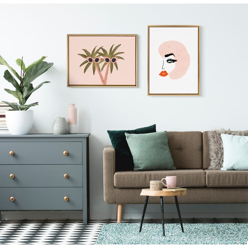 Kate and Laurel Sylvie Pink Hair Beauty Framed Canvas by Kendra Dandy