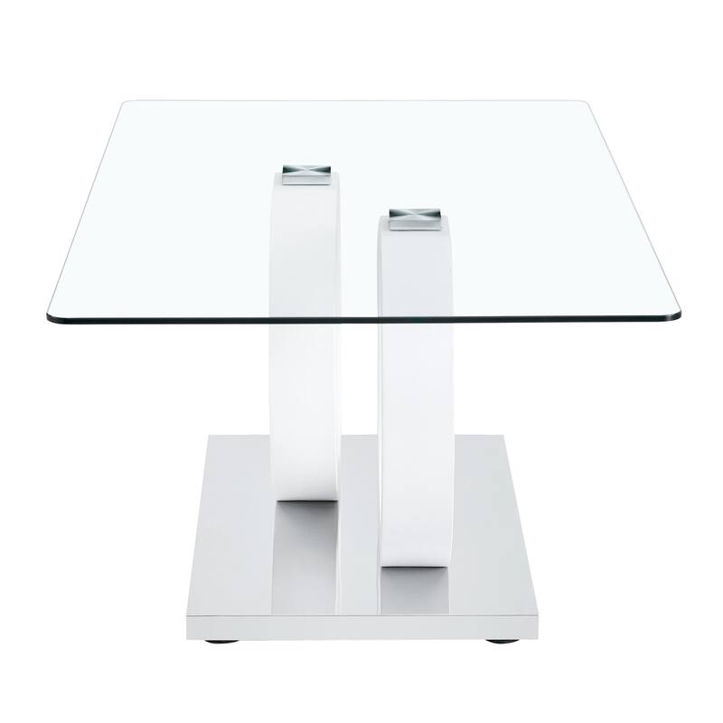 Contemporary Style Glass-Top Mdf Coffee Table With Base