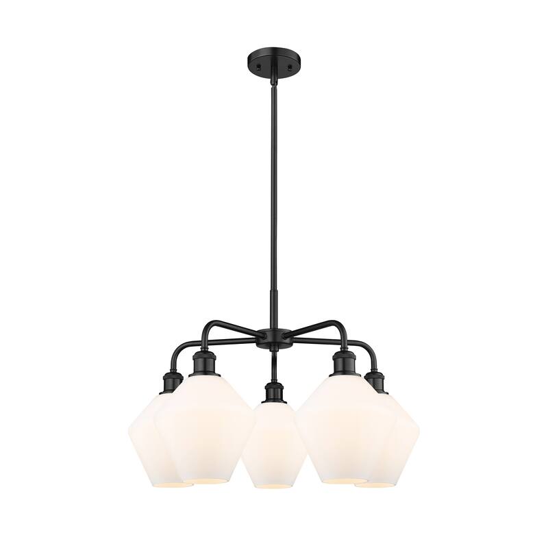 Innovations Lighting Cindyrella - 5 Light 8" Stem Hung Chandelier - Cased Matte White/Matte Black