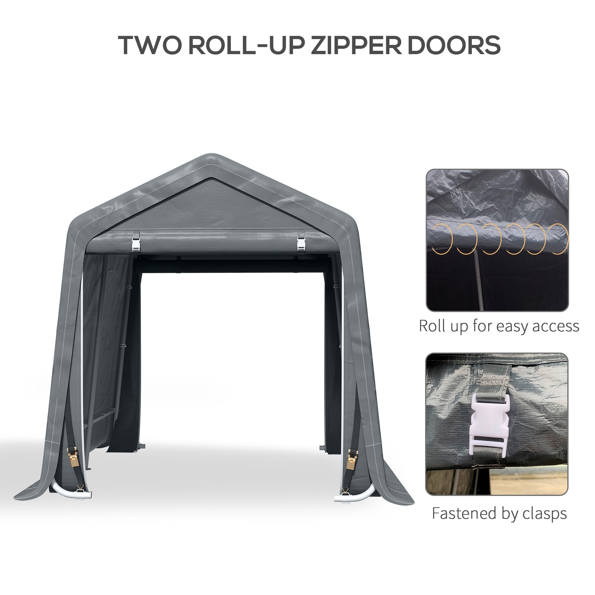 Outsunny 7.9 x 6.6 Garden Storage Tent Heavy Duty Bike Shed Patio Storage Shelter w Metal Frame and Double Zipper Doors