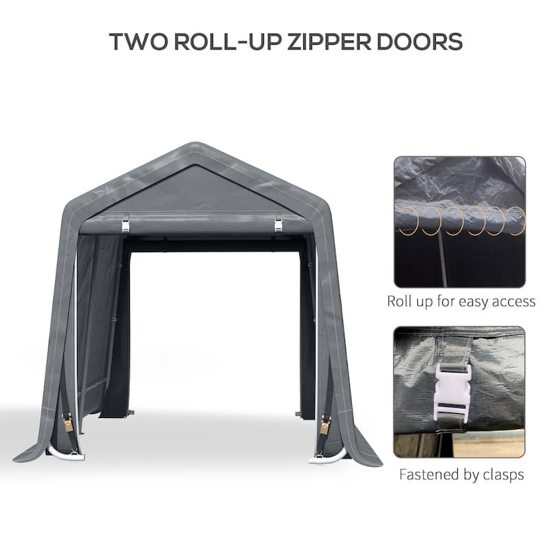Outsunny 9.2' x 7.9' Garden Storage Tent, Heavy Duty Bike Shed, Patio Storage Shelter w/ Metal Frame and Double Zipper Doors