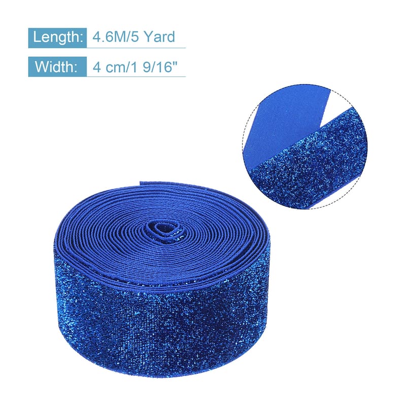 Metallic Glitter Velvet Ribbon for Gift Wrapping - Dark blue - 1 9/16"x 5 Yard