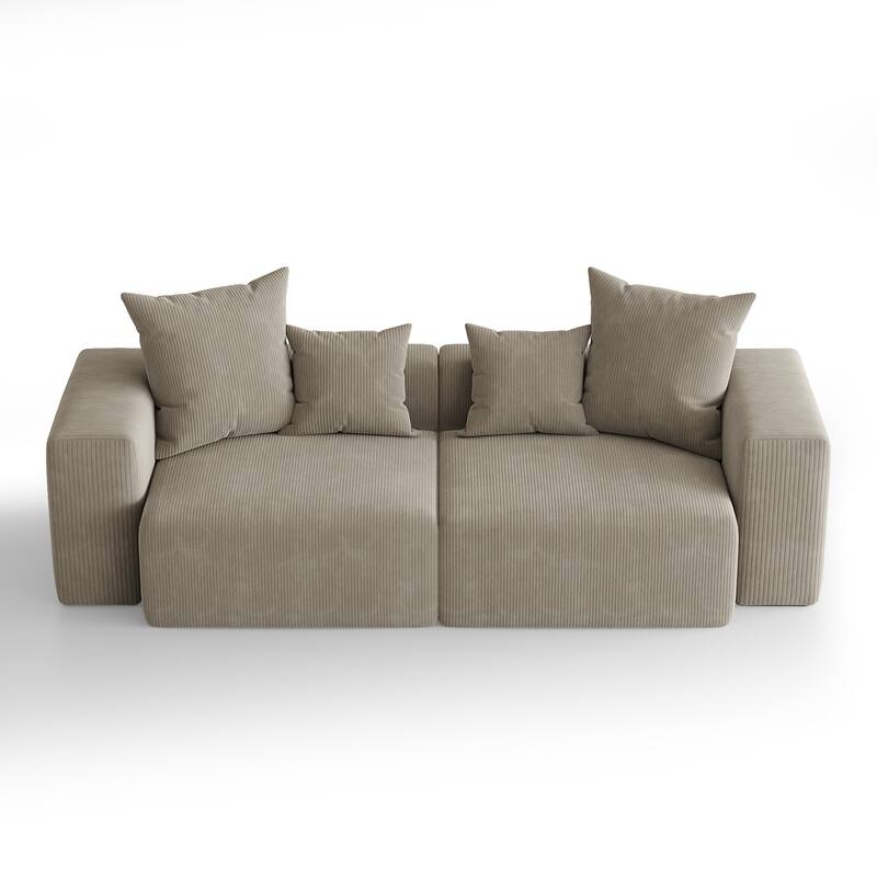 Corduroy Upholstered Modular Sectional Sofa with Ottoman