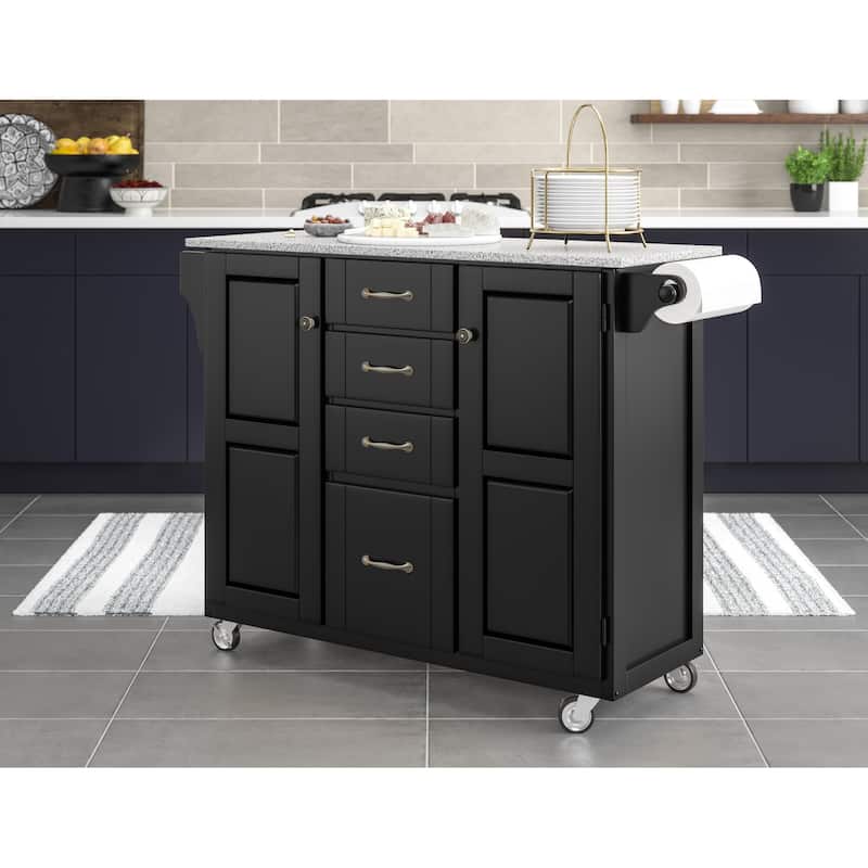 Homestyles Create-A-Cart Black Wood Kitchen Cart - 48" x 18" x 36"