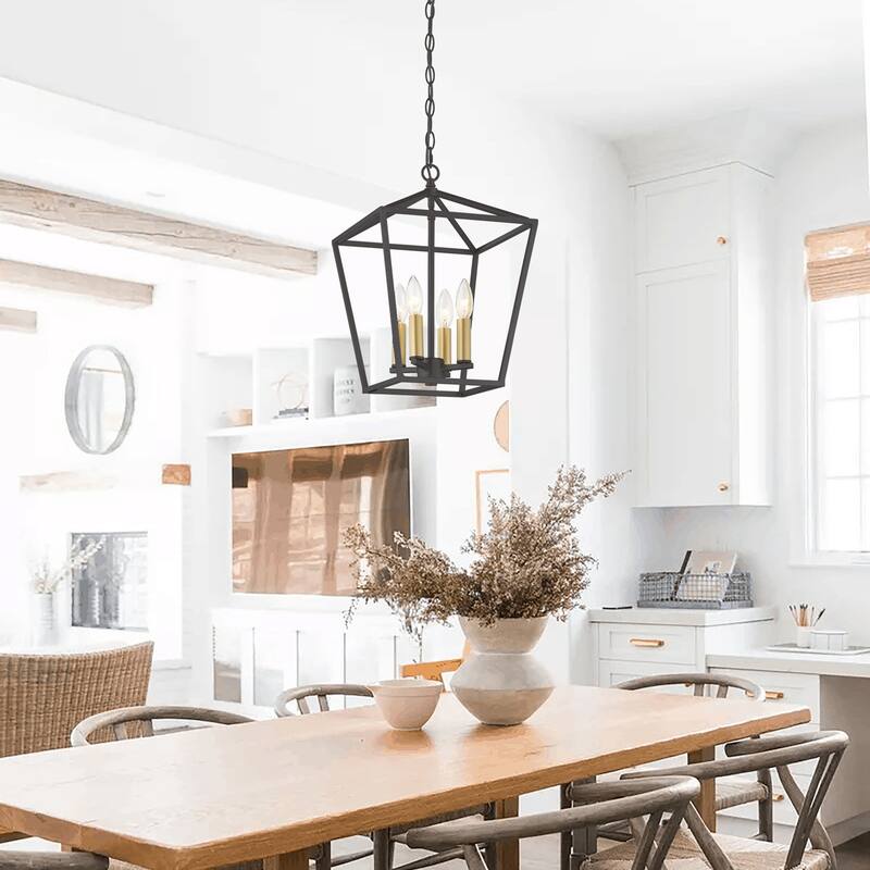 Finnick 4-light Modern Farmhouse Lantern Kitchen Island Pendant with UL Certified