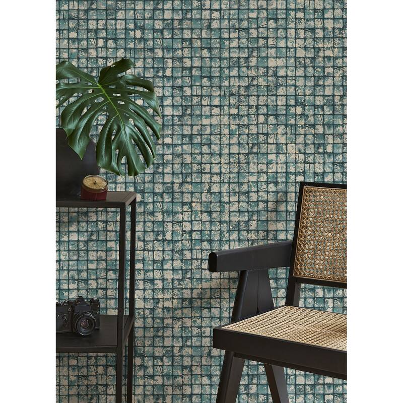 Advantage Kingsley Blue Tiled Wallpaper