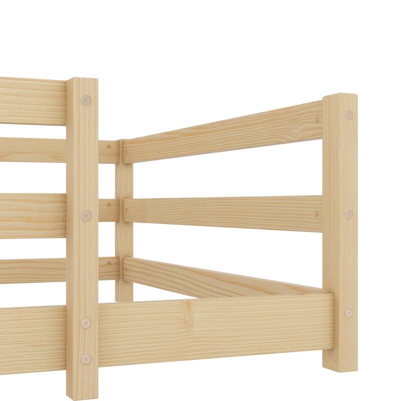 Wooden Montessori Floor Bed with Fence, without Slats