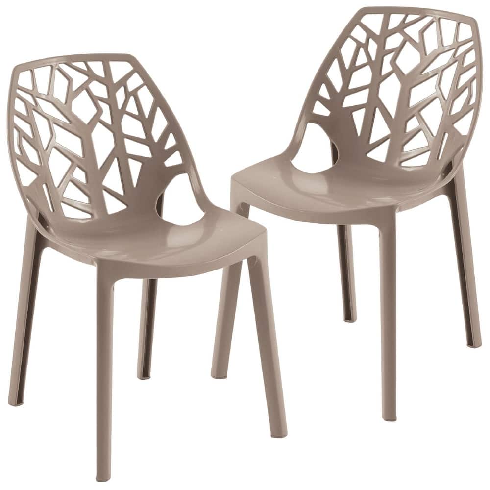 Stackable Dining Chair in Polypropylene (Set of 2) Modern Cut-out Design Backrest Accent Side Chair
