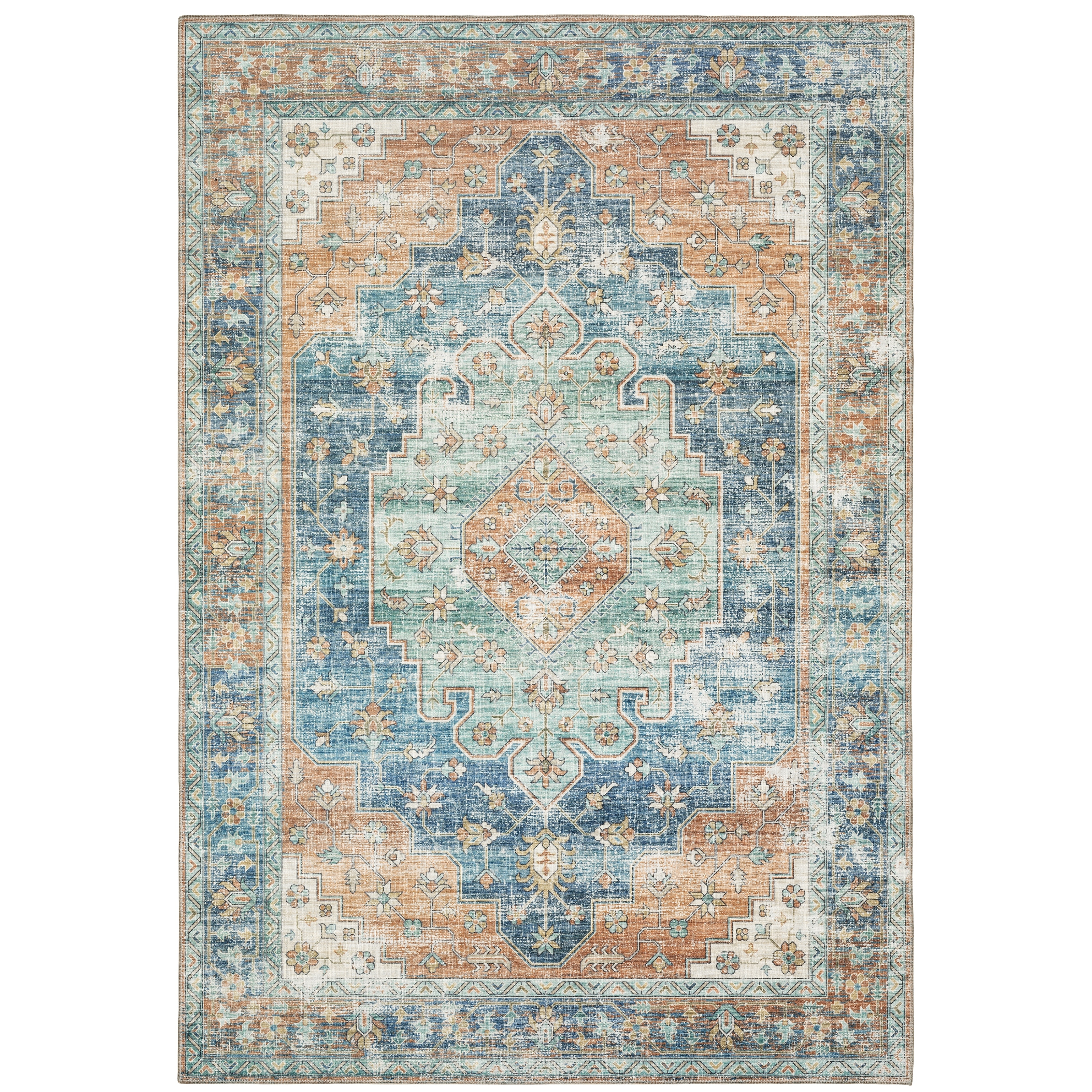 Vista Home Montreux Bohemian Medallion Orange/Blue Area Rug