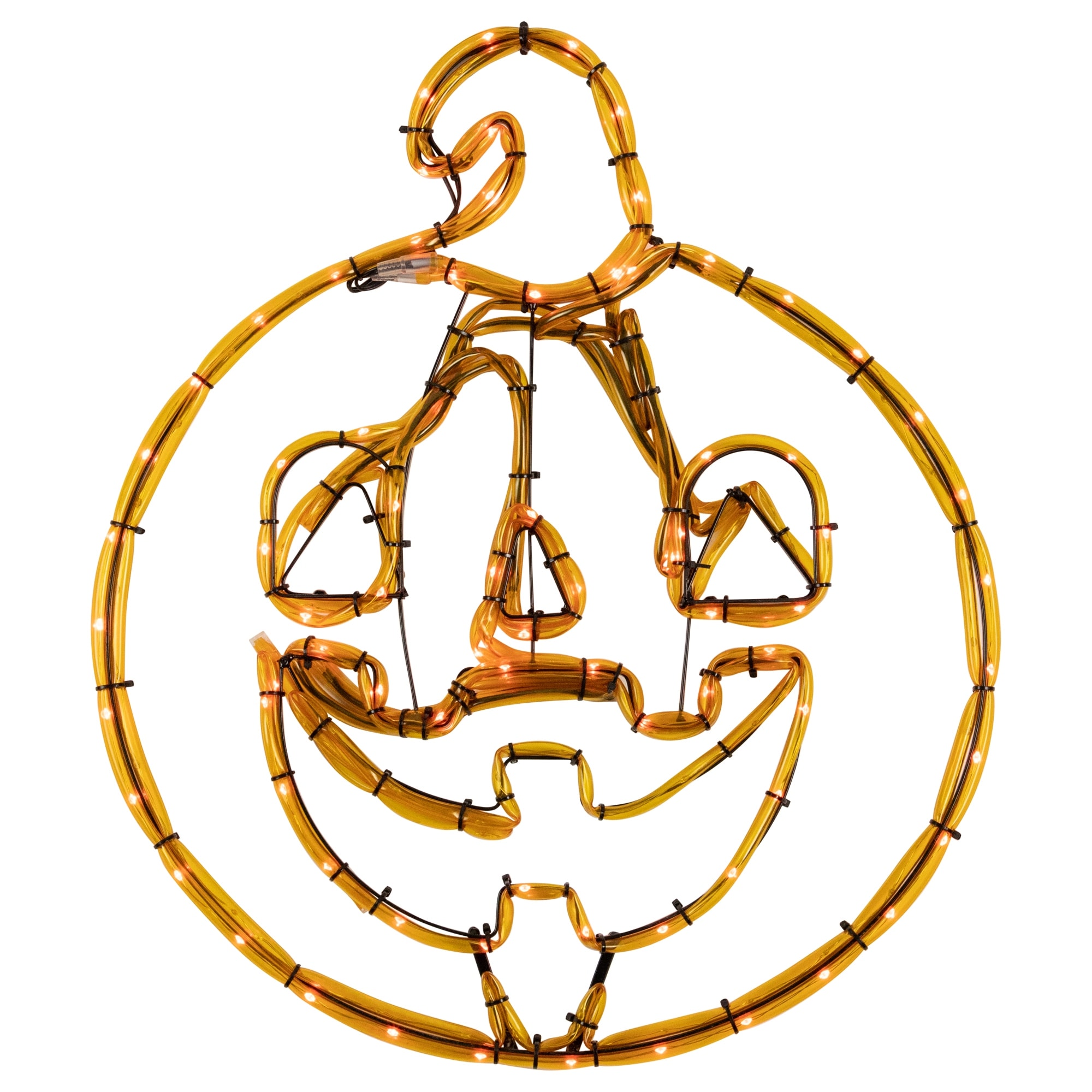 18" Orange Jack O Lantern 4 Function LED Lighted Halloween Window Silhouette