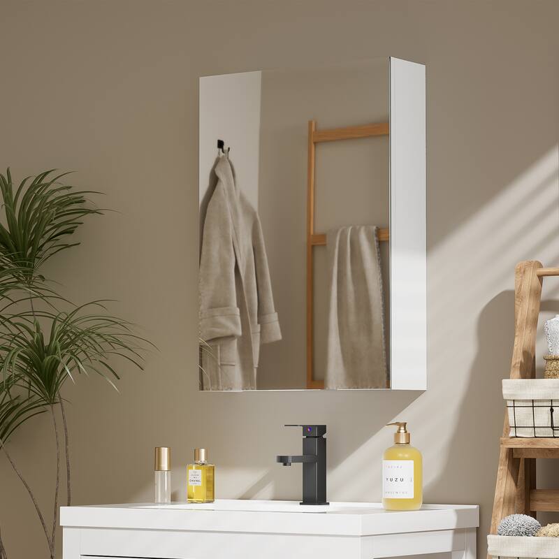Multi-Function Mirror Cabinet Wall-Mounted Storage with Adjustable Organizer Boxes