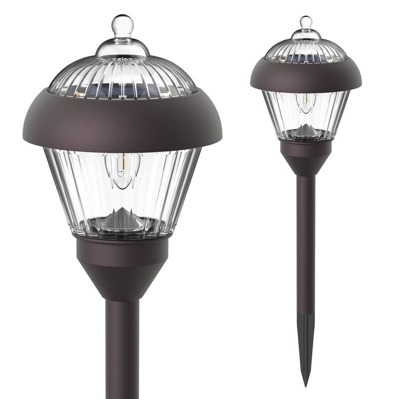 Solar Powered Bronze Metal Pathway Lights, Waterproof Outdoor Landscape Lighting for Garden - 2 Pack
