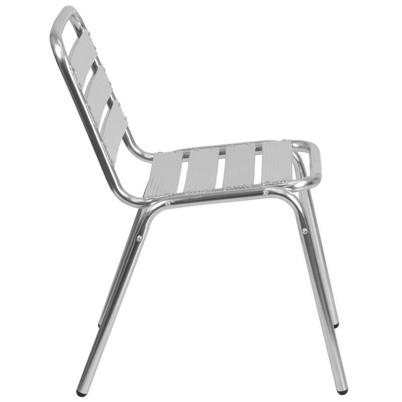 4PK Commercial Aluminum Indoor-Outdoor Restaurant Stack Chair - Triple Slat Back
