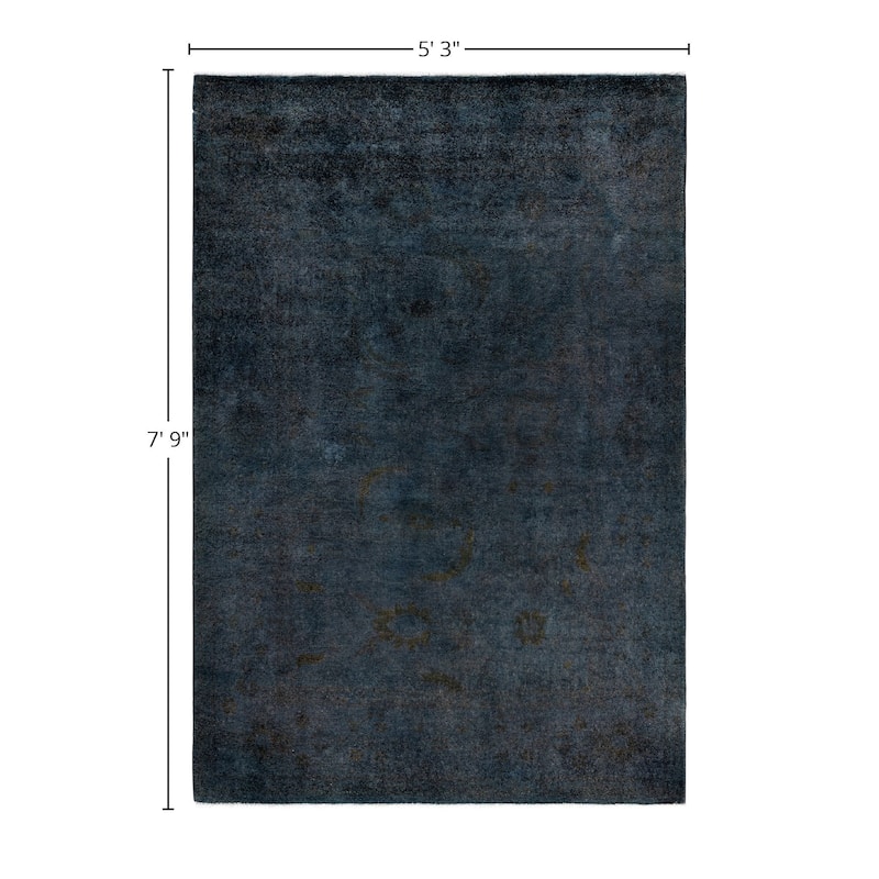 Overdyed One-of-a-Kind Hand-Knotted Area Rug - Black - 5' 3" x 7' 9"