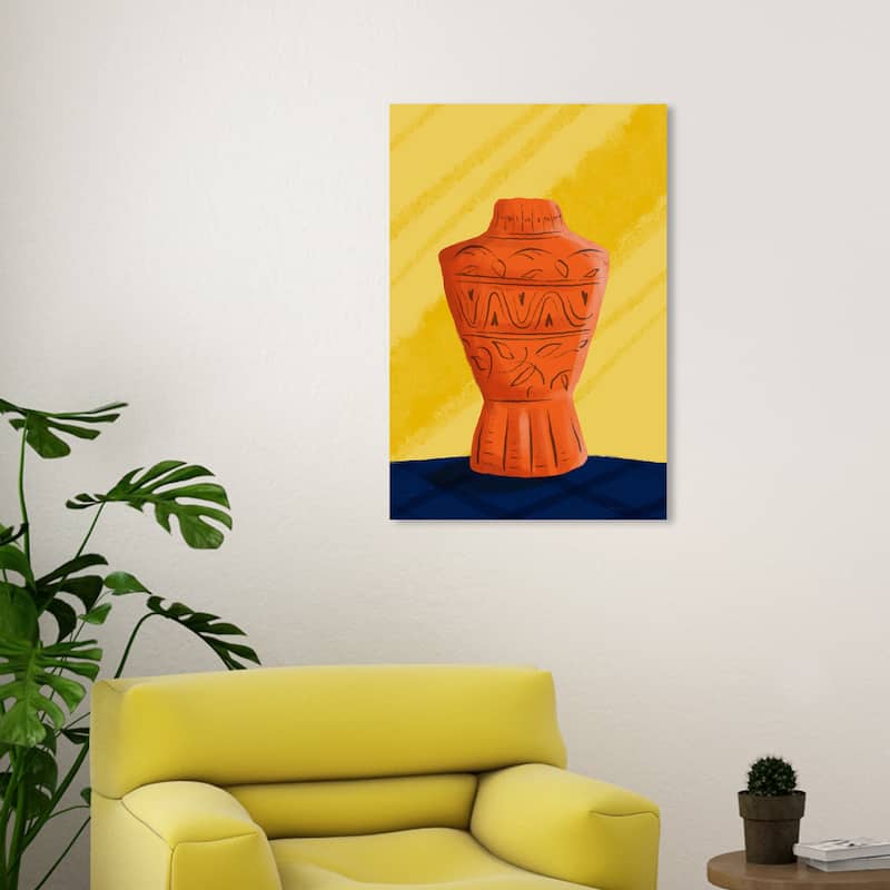 Wynwood Studio Canvas Floral and Botanical Dusk Ornate Vase Orange and Traditional Wall Art Canvas Print - 30 x 20