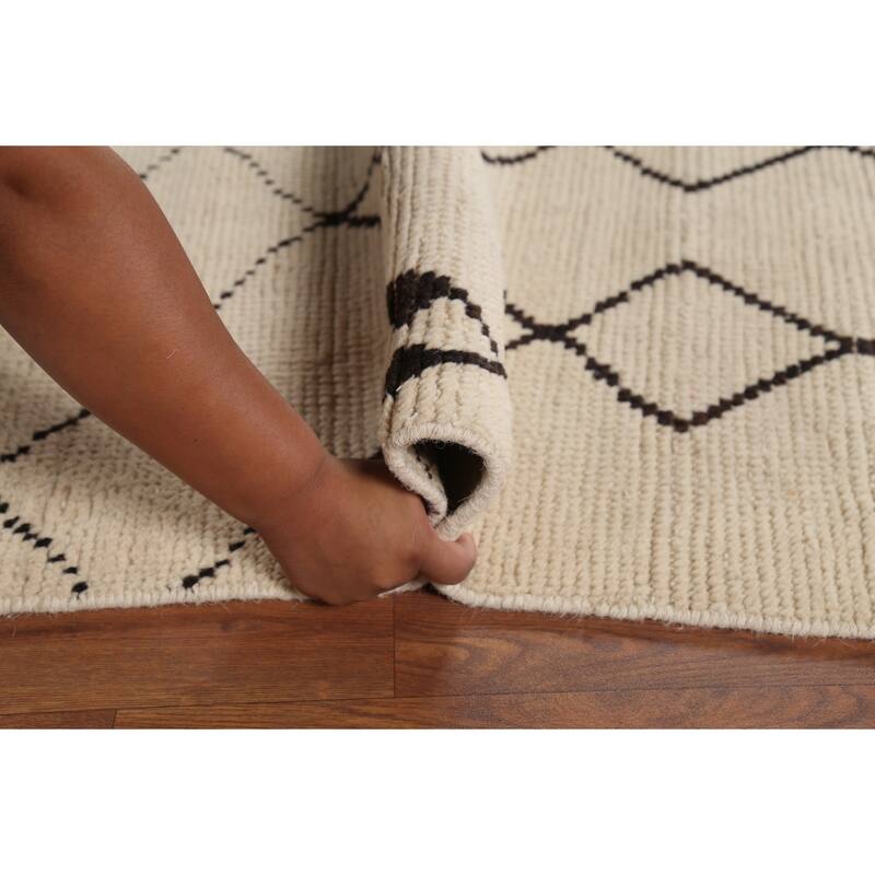 Trellis Moroccan Oriental Area Rug Handmade Modern Wool Carpet - 5'10"x 9'8"