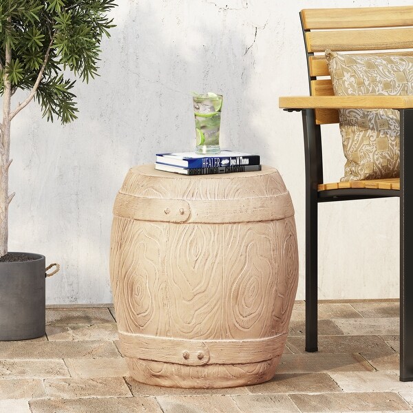 Han Outdoor Round Ceramic Tile Side Table with Iron Frame by Christopher Knight Home On Sale
