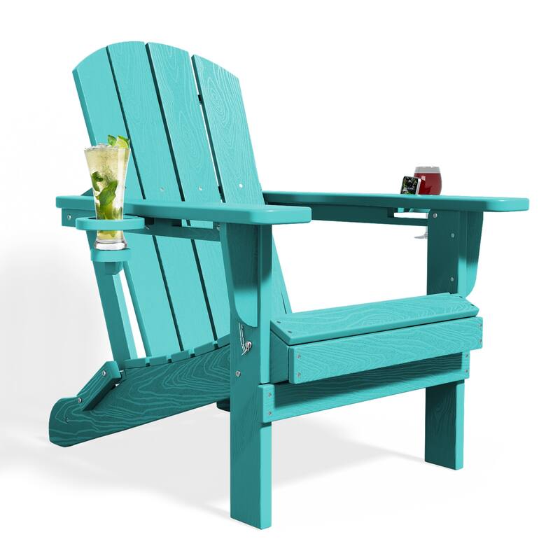 Foldable HDPE Adirondack Chair with Dual Cup Holders