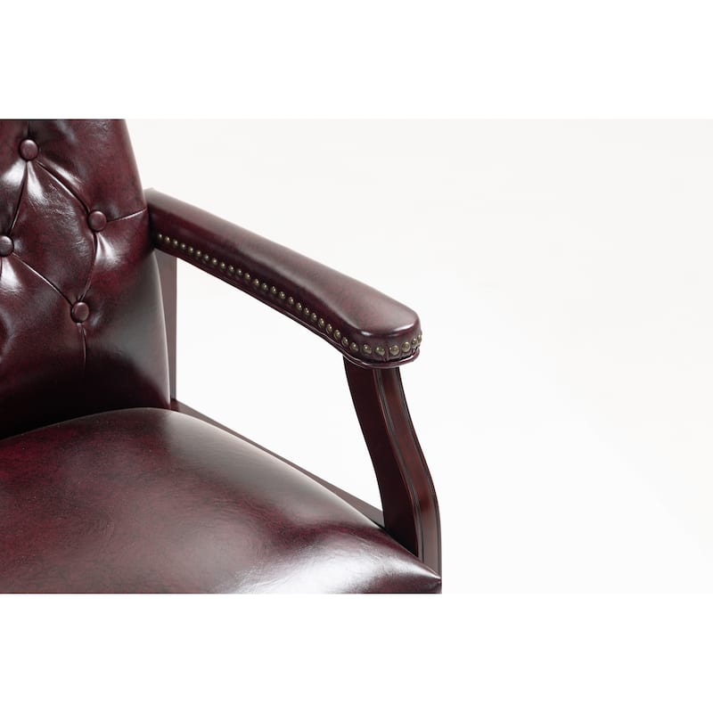 Leather Reception Guest Chairs W/Padded Seat and Arms Ergonomic Mid-Back Conference Office Guest Chairs
