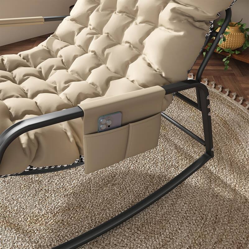 All-Season Comfort Storage Rocking Chair with Cushions & Armrests