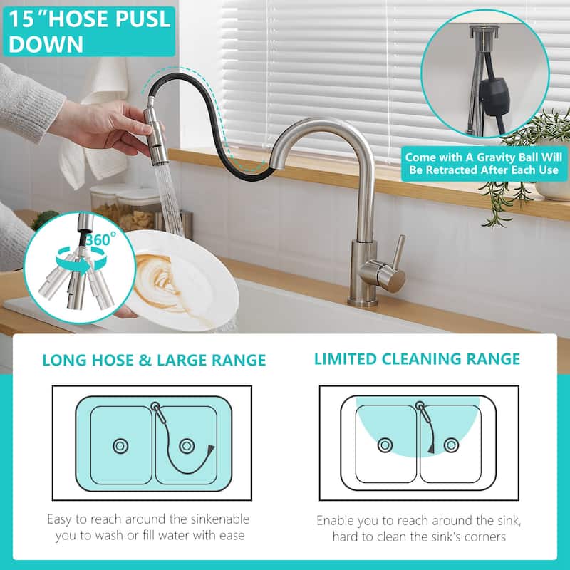Single-Handle Pull Down Sprayer Kitchen Faucet