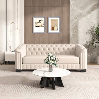 82.4" Velvet 3-Seat Sofa with Wood Frame & Ergonomic Backrest