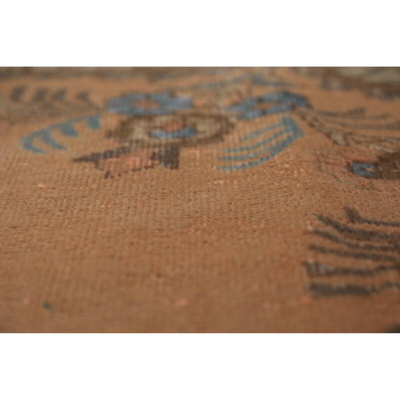 Orange Medallion Tabriz Persian Area Rug Hand-Knotted Wool Carpet - 9'7"x 12'10"