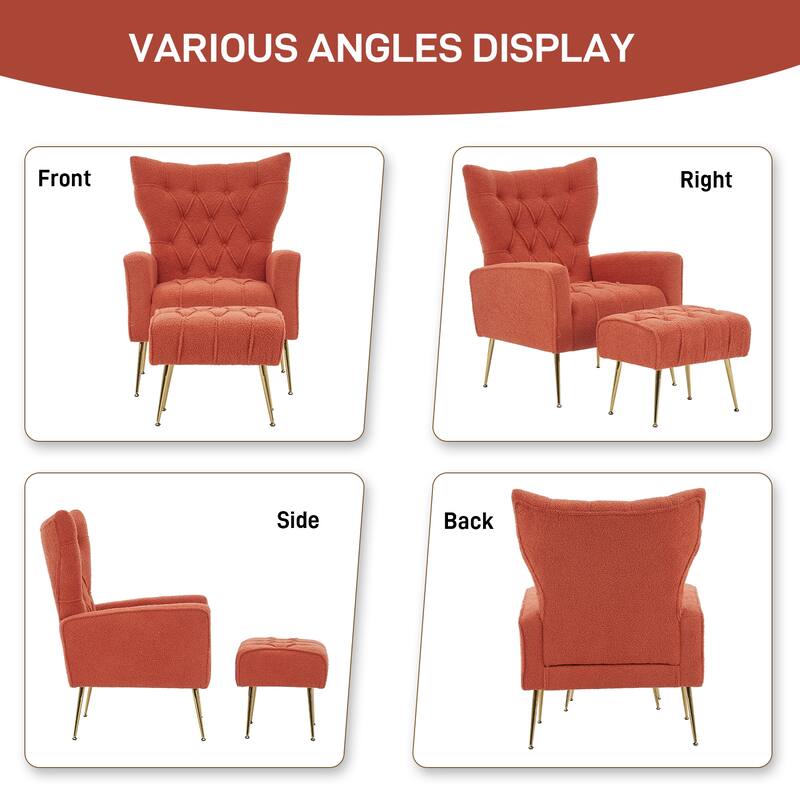 Ouyessir Upholstered Tufted Accent Chair with Ottoman