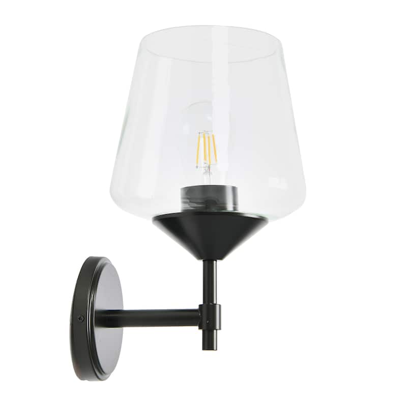 Industrial 1-Light Wall Sconce - 9.0"L x 8.0"W x 14.3"H - 9.0"L x 8.0"W x 14.3"H - Clear