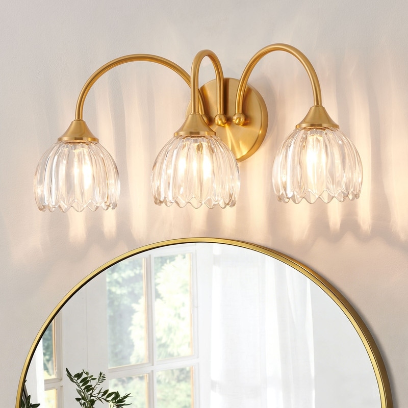 KAWOTI 20 in 3-Light Polished Gold Modern Bathroom Vanity light