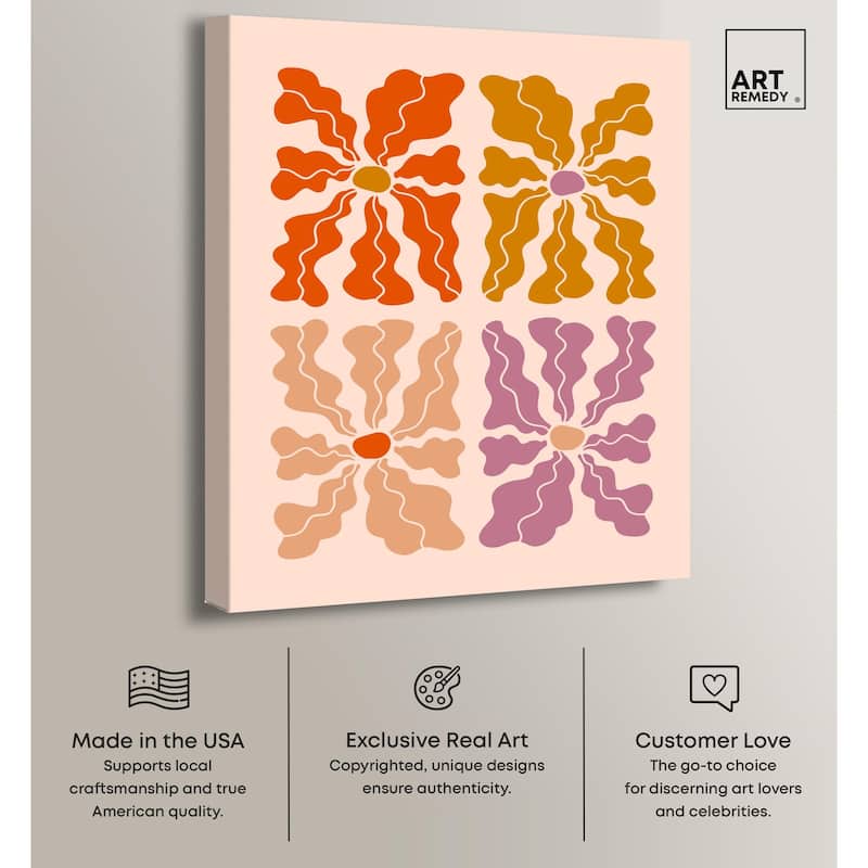 Four Flowers Poster Canvas by Art Remedy, Gallery Wrapped