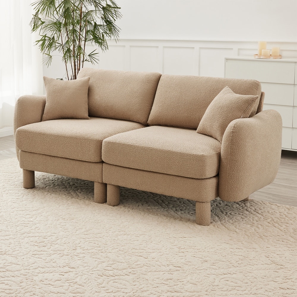 Distinctive Sofa Couch with Shell-Shaped Armrests, 2-seater Loveseat Couch Sofa Couch with Wood Frame