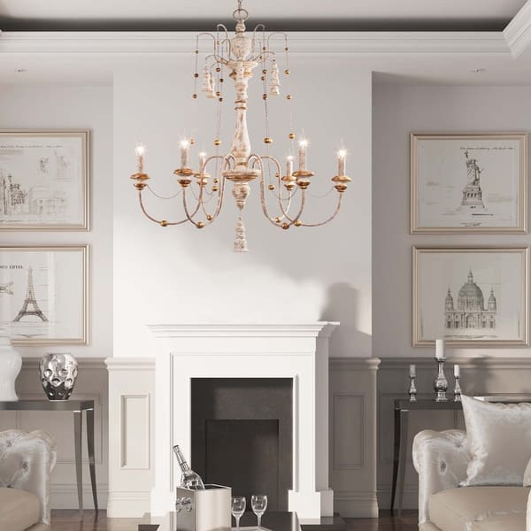 French Country Antique White 6-Light ...