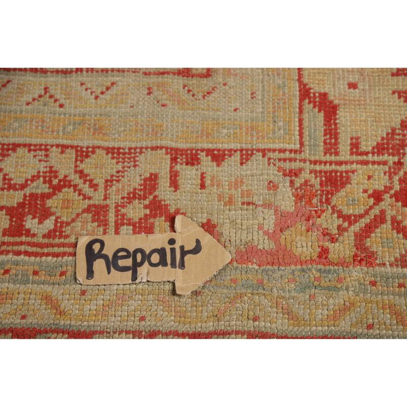 Pre-1900 Antique Vegetable Dye Oushak Turkish Handmade Wool Carpet - 6'9" x 9'6"