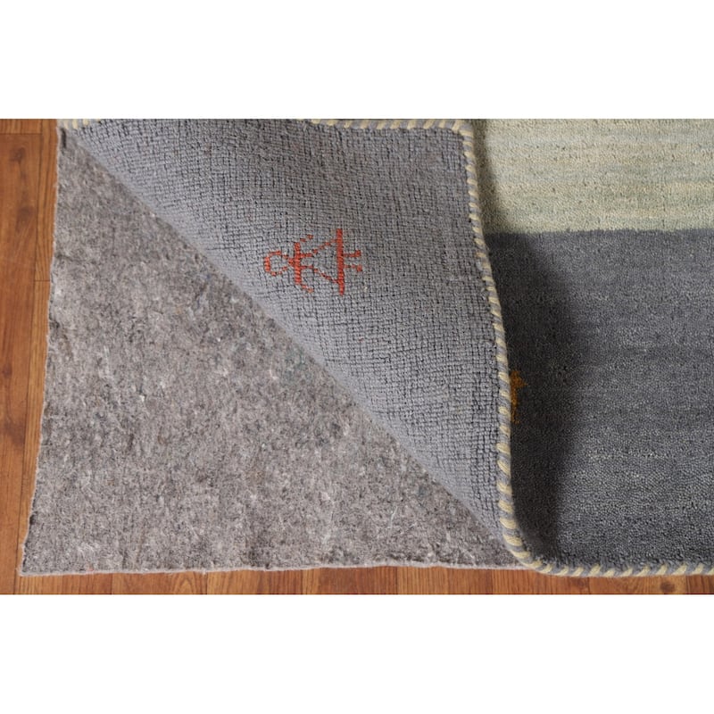 Tribal Gray Gabbeh Oriental Area Rug Hand-Knotted Wool Carpet - 8'1"x 9'11"