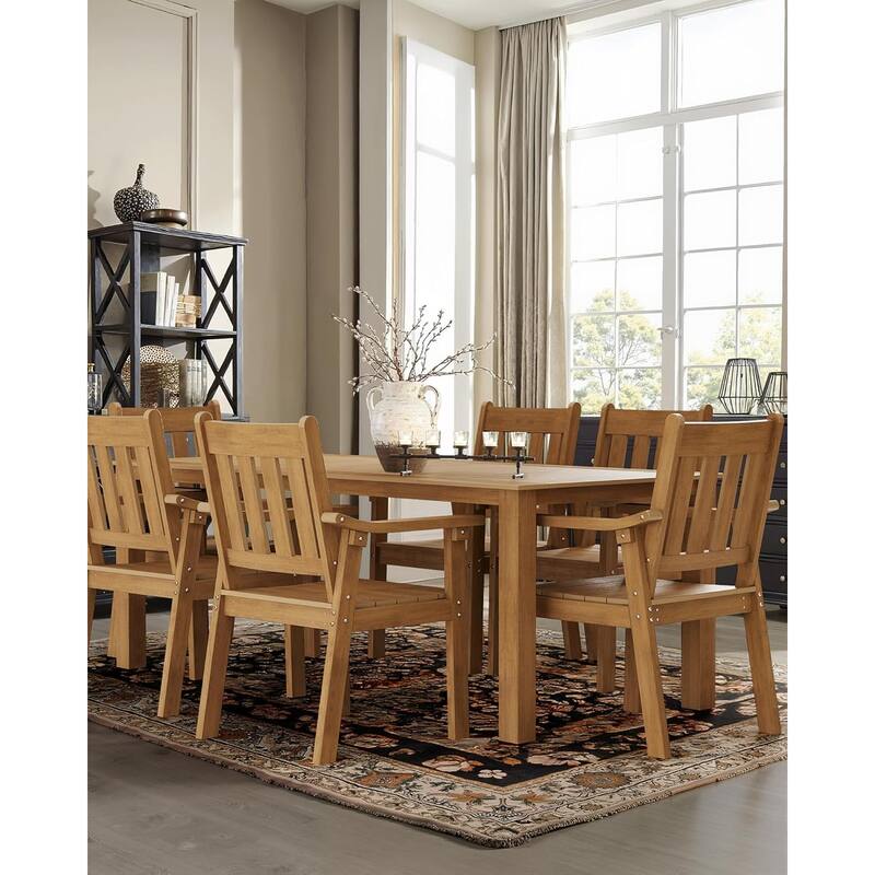 WINSOON 7-Piece HIPS All Weather Outdoor Patio Dining Sets with Umbrella Hole& Aluminum Frame,1-Table 6-Chairs