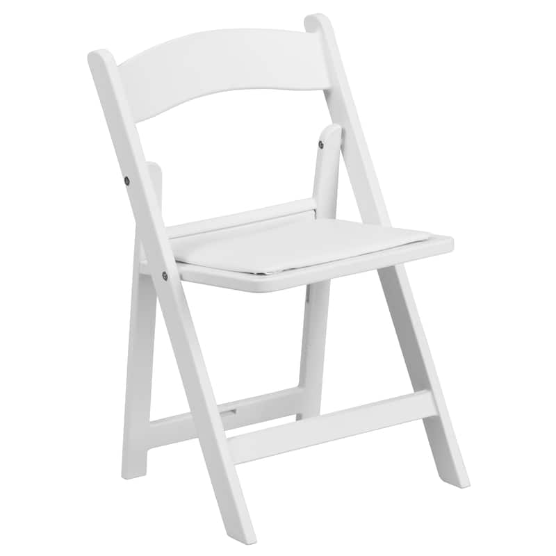 2 Pack Kids White Resin Folding Chair with Vinyl Padded Seat - 12.25"D x 13.25"W x 21"H