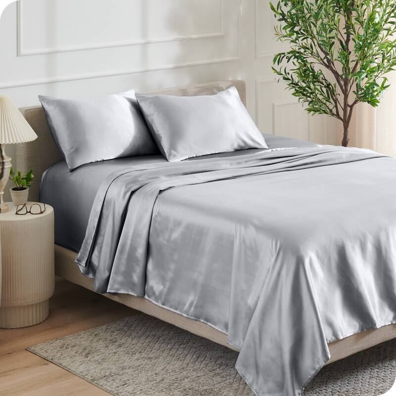 Bare Home Poly Satin Sheet Set - California King - Silver