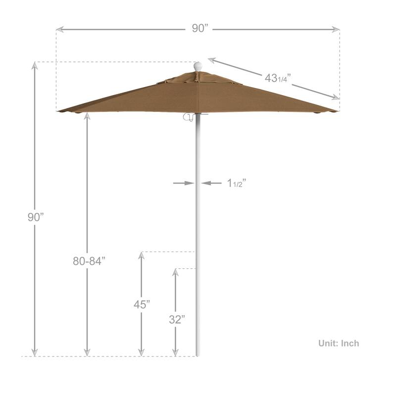 California Umbrella 75' Venture Series Patio Umbrella, White Aluminum Pole Fiberglass Ribs Push Lift Sunbrella