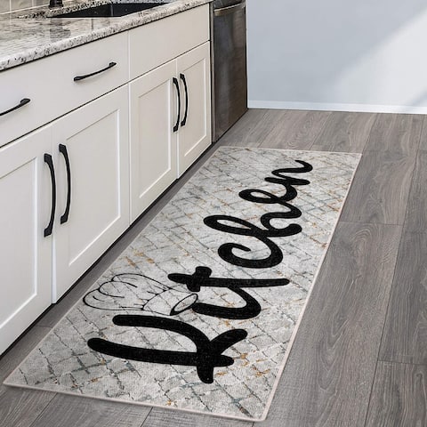 SussexHome Non Skid Washable Ultra Thin Cotton Kitchen Runner Rug - 20" x 59"